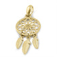 Solid 14K Yellow Gold Dreamcatcher Pendant