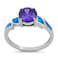 Sterling Silver Amethyst Center Round Stone Blue Lab Opal Ring