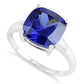 Sterling Silver Cushion Cut Tanzanite CZ Ring