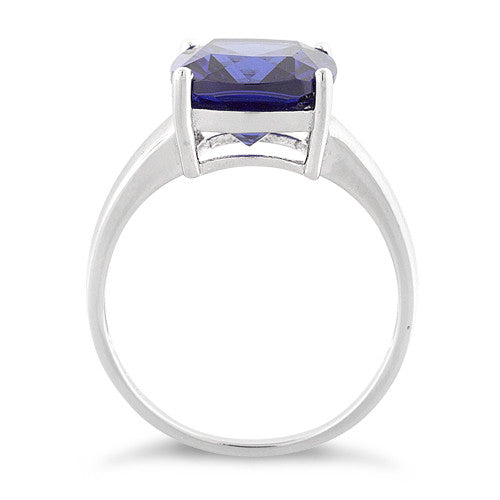 Sterling Silver Cushion Cut Tanzanite CZ Ring