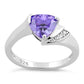 Sterling Silver Elegant Trillion Cut Amethyst CZ Ring