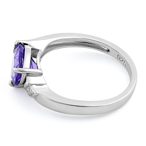 Sterling Silver Elegant Trillion Cut Amethyst CZ Ring