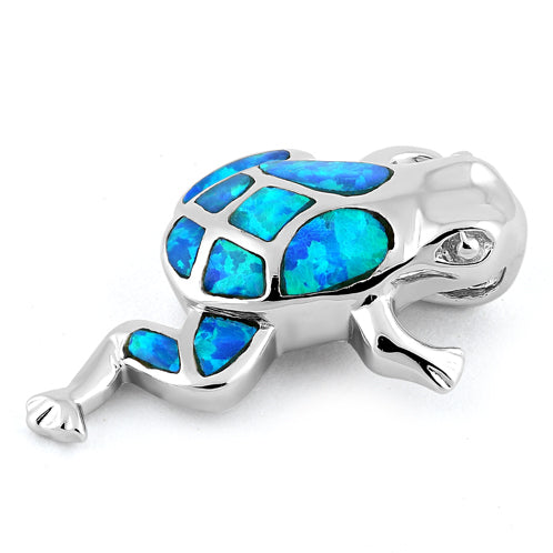 Sterling Silver Frog Blue Lab Opal Pendant